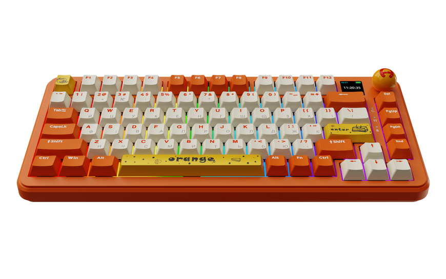 Бездротова механічна клавіатура Ajazz AK820 MAX Avocado Switch Orange-White Theme-RGB--With Screen (AK820MAX-AS-OW) - купити в Україні за низькою ціною в інтернет-магазині "Rincom"