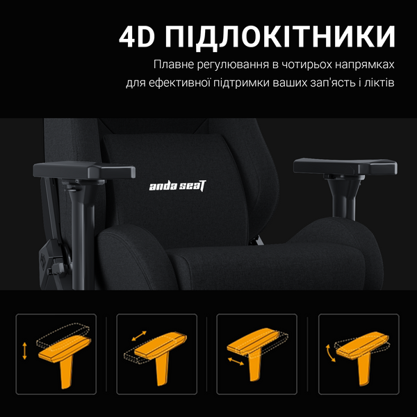 Крісло ігрове Anda Seat Kaiser 2 Pro Grey Fabric Size XL (AD12YXL-17-G-F-G01)