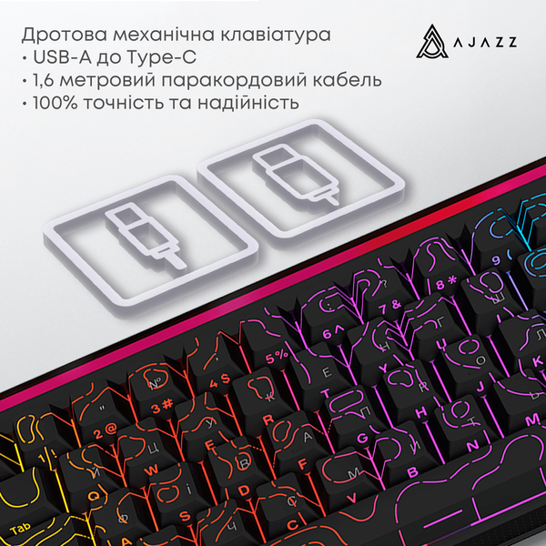 Дротова механічна клавіатура Ajazz NK68 Red switches Side Contour Black (NK68-R-S-B) (NK68-R-S-B) - купити в Україні за низькою ціною в інтернет-магазині "Rincom"