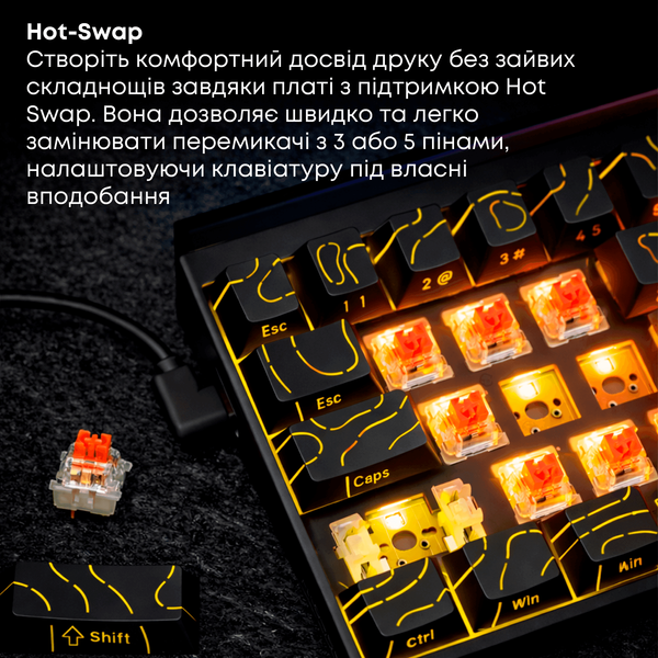 Дротова механічна клавіатура Ajazz NK68 Red switches Side Contour Black (NK68-R-S-B) (NK68-R-S-B) - купити в Україні за низькою ціною в інтернет-магазині "Rincom"