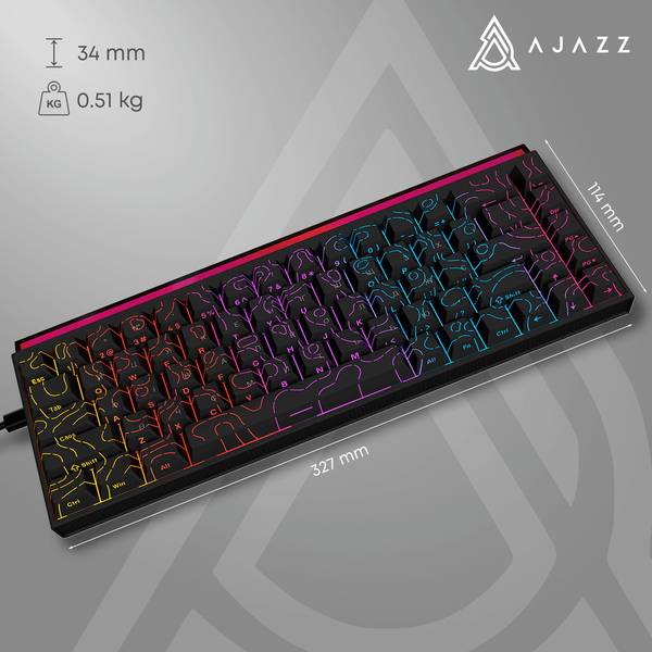 Дротова механічна клавіатура Ajazz NK68 Red switches Side Contour Black (NK68-R-S-B) (NK68-R-S-B) - купити в Україні за низькою ціною в інтернет-магазині "Rincom"