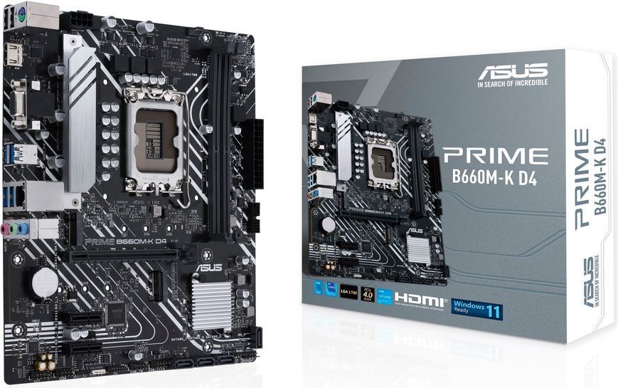 Материнcька плата ASUS PRIME B660M-K D4 s1700 B660 2xDDR4 M.2 HDMI D-Sub mATX (90MB1950-M1EAY0) - купити в Україні за низькою ціною в інтернет-магазині "Rincom"