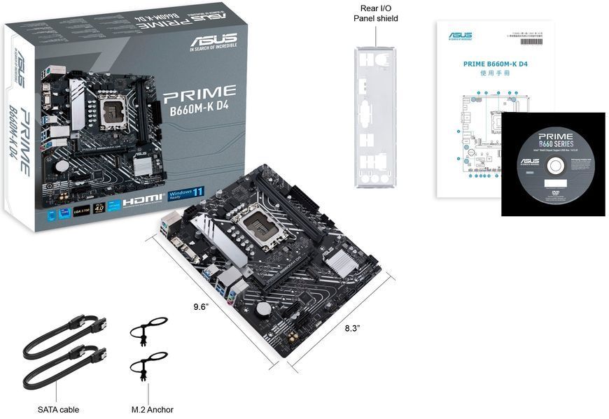 Материнcька плата ASUS PRIME B660M-K D4 s1700 B660 2xDDR4 M.2 HDMI D-Sub mATX (90MB1950-M1EAY0) - купити в Україні за низькою ціною в інтернет-магазині "Rincom"