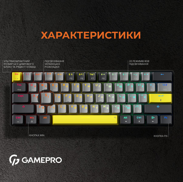 Клавіатура механічна бездротова GamePro Asgard Fenrir (MK130G Pro) (MK130G Pro) - купити в Україні за низькою ціною в інтернет-магазині "Rincom"