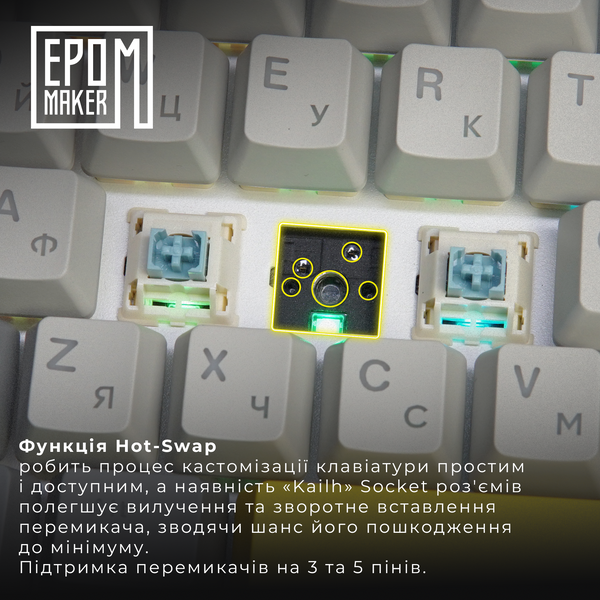 Клавіатура механічна бездротова EPOMAKER EK68 Budgerigar V2 Black (EK68-B-BV2) (EK68-B-BV2) - купити в Україні за низькою ціною в інтернет-магазині "Rincom"
