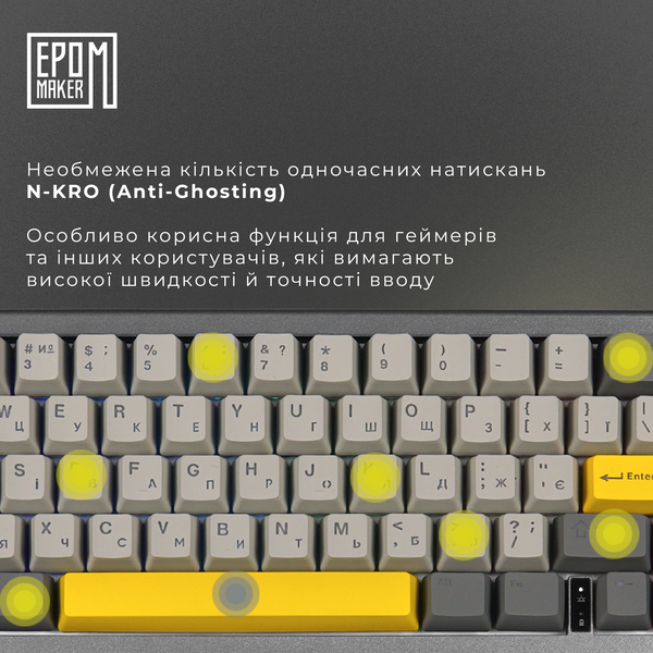 Клавіатура механічна бездротова EPOMAKER EK68 Budgerigar V2 Black (EK68-B-BV2) (EK68-B-BV2) - купити в Україні за низькою ціною в інтернет-магазині "Rincom"