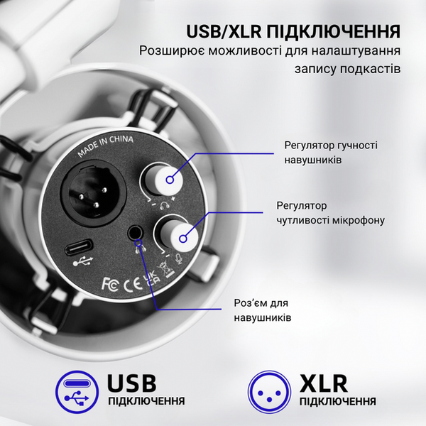 USB/XLR мікрофон Fifine T688W (T688W) - купити в Україні за низькою ціною в інтернет-магазині "Rincom"