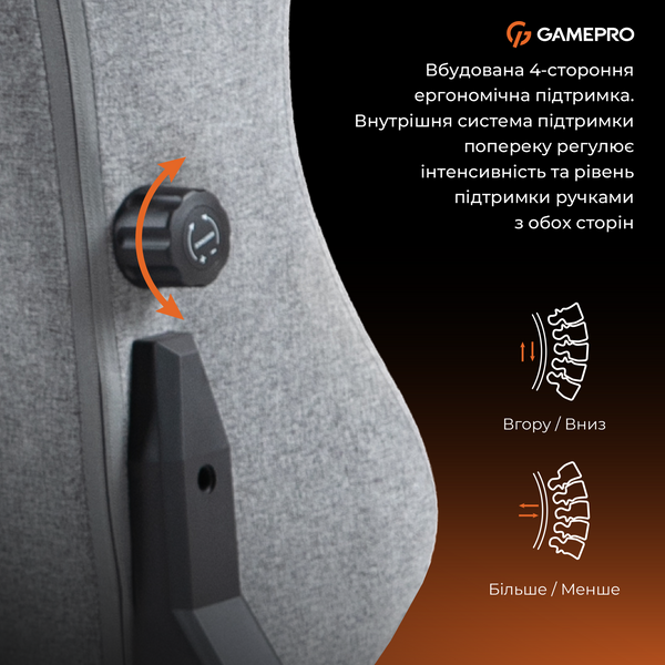 Крісло ігрове GamePro GC775G Fabric Gray (GC775G)