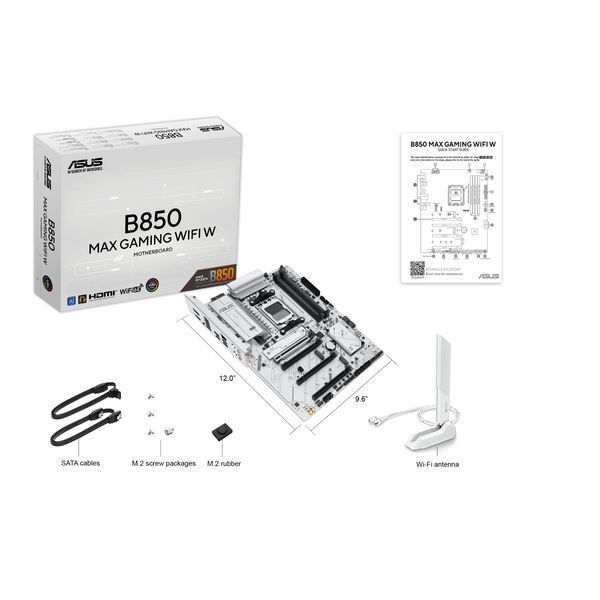 Материнcька плата ASUS B850 MAX GAMING WIFI W sAM5 B850 4xDDR5 M.2 HDMI DP WiFi BT ATX білий (90MB1M10-M0EAY0) - купити в Україні за низькою ціною в інтернет-магазині "Rincom"