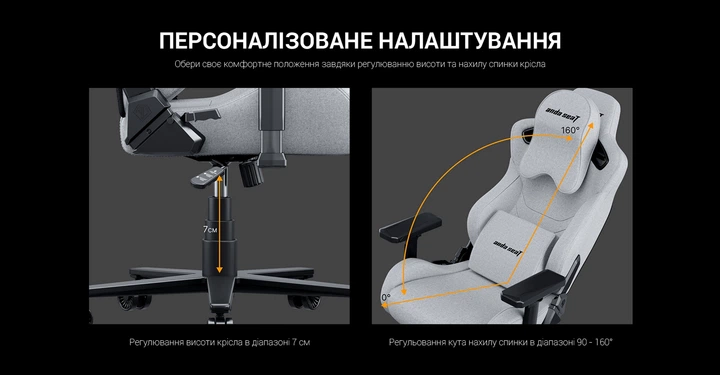 Крісло геймерське Anda Seat Kaiser Frontier XL Grey (AD12YXL-17-G-F)