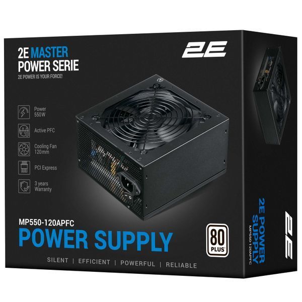 Блок живлення 2E Master Power (550W), >80%, 80+ White, 120мм, 1xMB 24pin(20+4), 1xCPU 8pin(4+4), 3xMolex, 5xSATA, 2xPCIe 8pin(6+2) (2E-MP550-120APFC) - купити в Україні за низькою ціною в інтернет-магазині "Rincom"