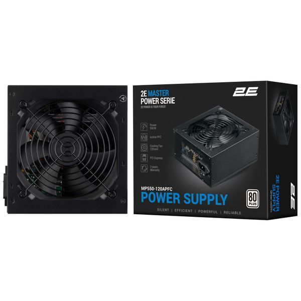 Блок живлення 2E Master Power (550W), >80%, 80+ White, 120мм, 1xMB 24pin(20+4), 1xCPU 8pin(4+4), 3xMolex, 5xSATA, 2xPCIe 8pin(6+2) (2E-MP550-120APFC) - купити в Україні за низькою ціною в інтернет-магазині "Rincom"