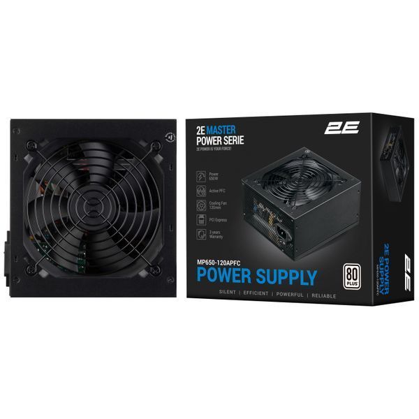 Блок живлення 2E Master Power (650W), >80%, 80+ White, 120мм, 1xMB 24pin(20+4), 1xCPU 8pin(4+4), 3xMolex, 5xSATA, 2xPCIe 8pin(6+2) (2E-MP650-120APFC) - купити в Україні за низькою ціною в інтернет-магазині "Rincom"
