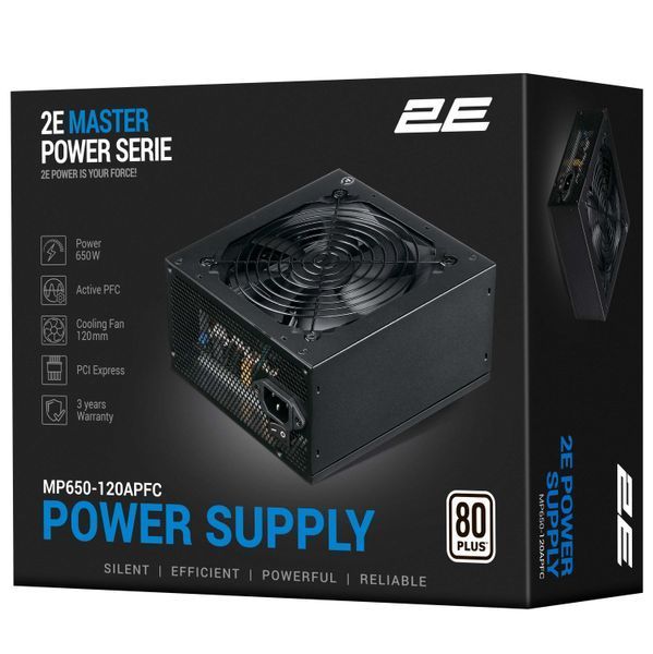 Блок живлення 2E Master Power (650W), >80%, 80+ White, 120мм, 1xMB 24pin(20+4), 1xCPU 8pin(4+4), 3xMolex, 5xSATA, 2xPCIe 8pin(6+2) (2E-MP650-120APFC) - купити в Україні за низькою ціною в інтернет-магазині "Rincom"