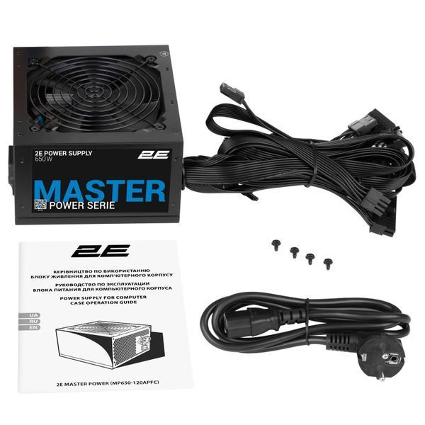 Блок живлення 2E Master Power (650W), >80%, 80+ White, 120мм, 1xMB 24pin(20+4), 1xCPU 8pin(4+4), 3xMolex, 5xSATA, 2xPCIe 8pin(6+2) (2E-MP650-120APFC) - купити в Україні за низькою ціною в інтернет-магазині "Rincom"