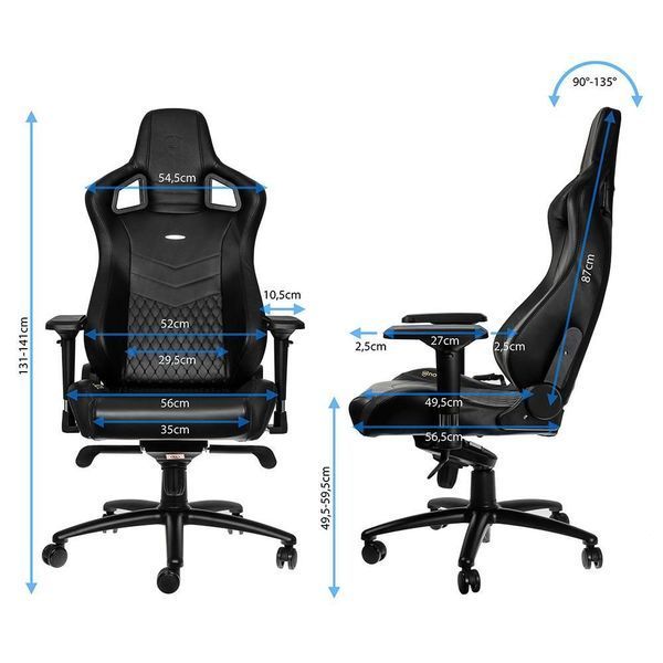 Ігрове крісло Noblechairs EPIC натуральна шкіра, чорний (NBL-RL-BLA-001)