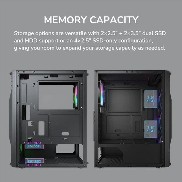 Корпус Cougar MX110 RGB Black (MX110 RGB) - купити в Україні за низькою ціною в інтернет-магазині "Rincom"