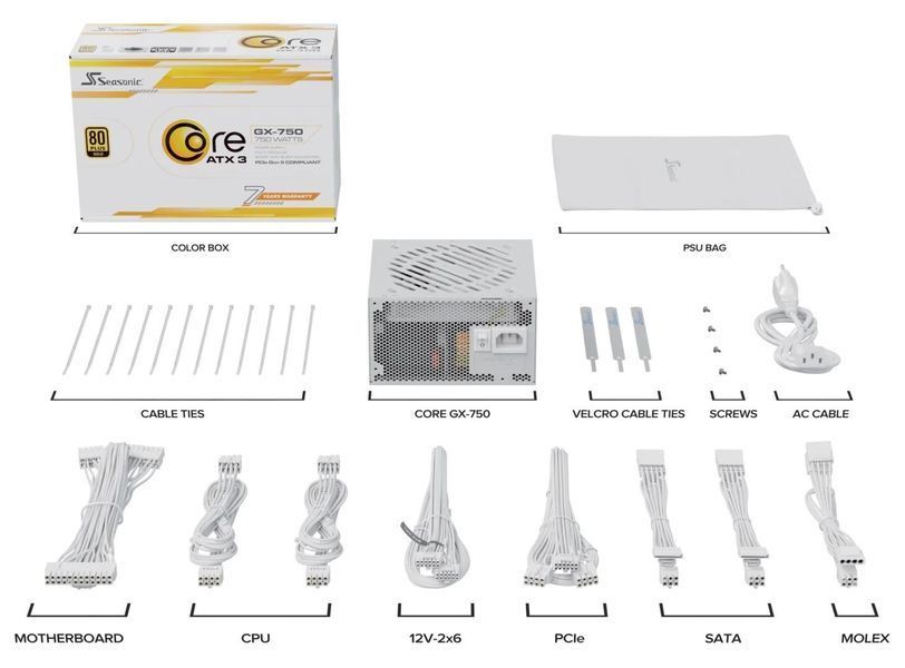 Блок живлення ATX 750W CORE GX-750-ATX31-WHT SEASONIC (CORE GX-750-ATX31-WHITE) - купити в Україні за низькою ціною в інтернет-магазині "Rincom"