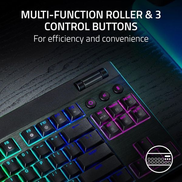 Клавіатура механічна Razer BlackWidow V4 Low-profile TKL HyperSpeed, 87key, Green Switch, USB-A/WL/BT, EN, RGB, чорний (RZ03-05450500-R3M1) - купити в Україні за низькою ціною в інтернет-магазині "Rincom"