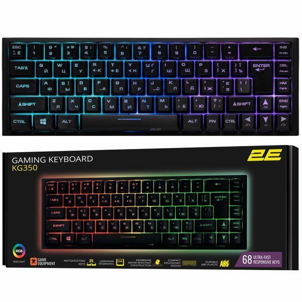 Клавіатура дротова 2E Gaming KG350 RGB 68key USB Black (2E-KG350UBK) - купить в Украине по низкой цене в интернет-магазине "Rincom"