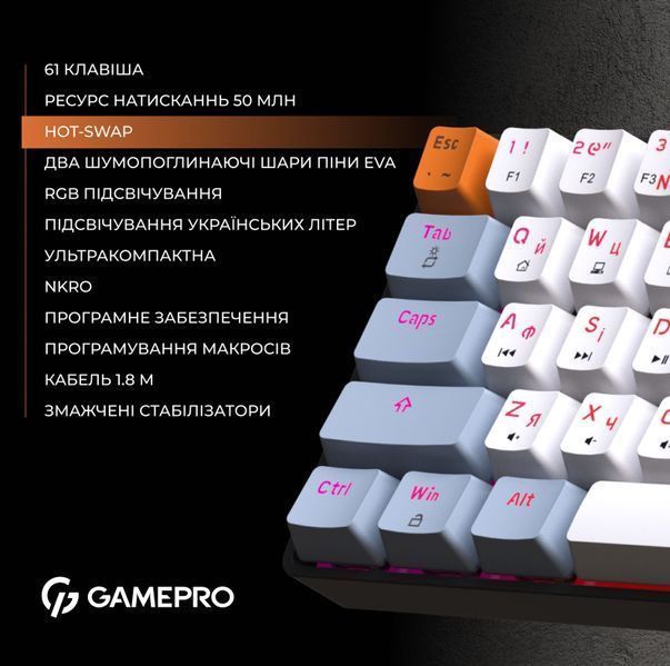 Дротова механічна клавіатура GamePro MK130R (Red) з Hot-Swap RGB Black (MK130R) - купити в Україні за низькою ціною в інтернет-магазині "Rincom"
