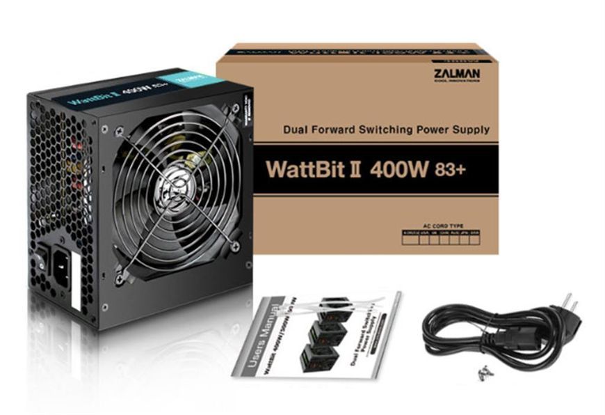 Блок живлення Zalman Wattbit II (400W), 83%, 120мм, 1xMB 24pin(20+4), 1xCPU 8pin(4+4), 3xMolex, 4xSATA, 2xPCIe 8pin(6+2) (ZM400-XEII) - купити в Україні за низькою ціною в інтернет-магазині "Rincom"