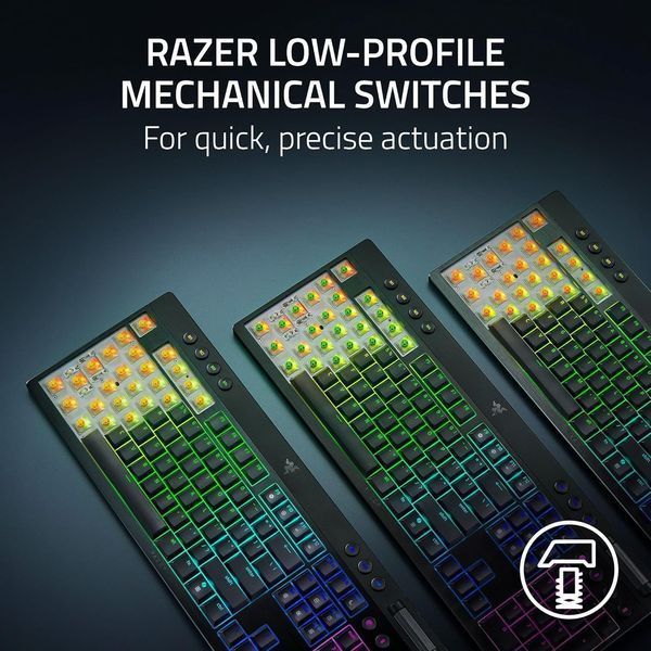 Клавіатура механічна BlackWidow V4 Low-profile HyperSpeed, 104key, Yellow Switch, USB-A/WL/BT, EN, RGB, чорний (RZ03-05271500-R3M1) - купити в Україні за низькою ціною в інтернет-магазині "Rincom"