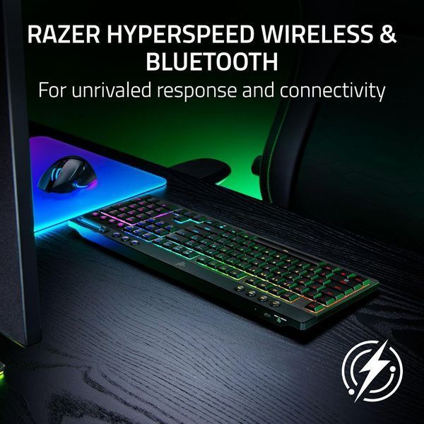 Клавіатура механічна BlackWidow V4 Low-profile HyperSpeed, 104key, Yellow Switch, USB-A/WL/BT, EN, RGB, чорний (RZ03-05271500-R3M1) - купити в Україні за низькою ціною в інтернет-магазині "Rincom"
