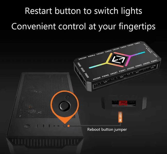 Контролер для вентиляторів UPSIREN U-H8 5V 3PIN ARGB＆4PIN PWM HUB (Black) (UPSIREN U-H8 5V) - купити в Україні за низькою ціною в інтернет-магазині "Rincom"