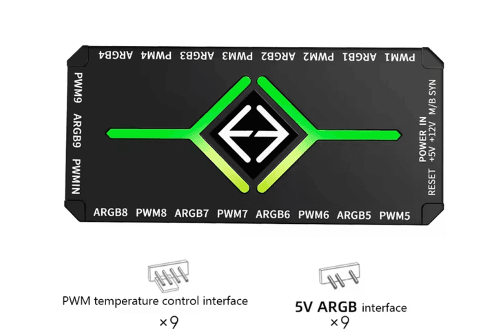 Контролер для вентиляторів UPSIREN U-H8 5V 3PIN ARGB＆4PIN PWM HUB (Black) (UPSIREN U-H8 5V) - купити в Україні за низькою ціною в інтернет-магазині "Rincom"
