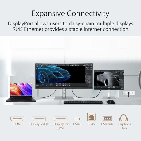Монітор Asus 34.1" ProArt PA34VCNV 2xHDMI, 2xDP, USB-C, 2xUSB, RJ-45, MM, IPS, 3440x1440, 21:9, sRGB 100%, CURVED, AdaptiveSync, HAS, HDR10 (90LM04A0-B02370) - купити в Україні за низькою ціною в інтернет-магазині "Rincom"