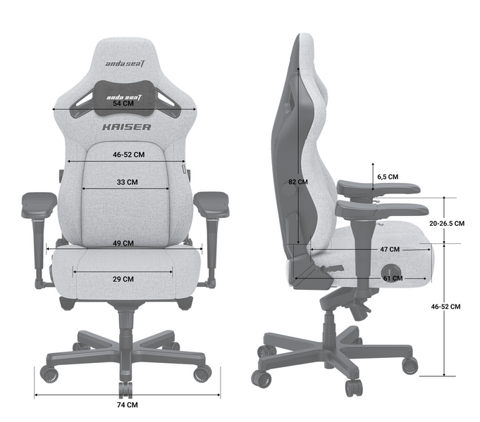 Крісло ігрове Anda Seat Kaiser 4 Dark Grey Fabric Size L (AD12YDDC-L-20-GB-CF)