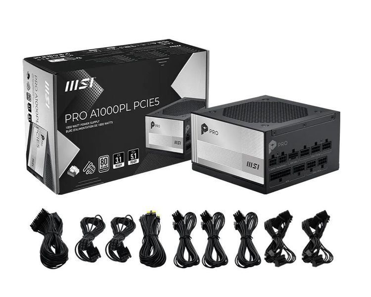 Блок живлення ATX 1000W PRO A1000PL PCIE5 MSI (PRO A1000PL PCIE5) - купити в Україні за низькою ціною в інтернет-магазині "Rincom"