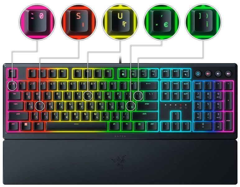Клавіатура механічна Razer Ornata V3 104key, Mecha-Membrane Switch, USB-A, EN/UK, RGB, чорний (RZ03-04462100-R371) - купити в Україні за низькою ціною в інтернет-магазині "Rincom"