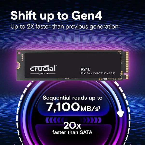 Твердотільний запам&rsquo;ятовувальний пристрій накопичувач (SSD) G4 M.2 NVME 1TB P310 CT1000P310SSD8 CRUCIAL (CT1000P310SSD8) - купити в Україні за низькою ціною в інтернет-магазині "Rincom"