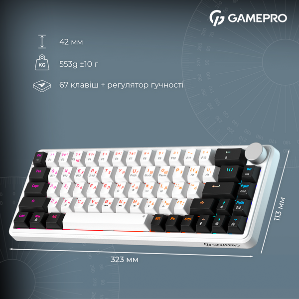 Бездротова механічна клавіатура GamePro Asgard Valhalla (MK210W Pro) 65% QLAB orange switches (MK210W Pro) - купити в Україні за низькою ціною в інтернет-магазині "Rincom"