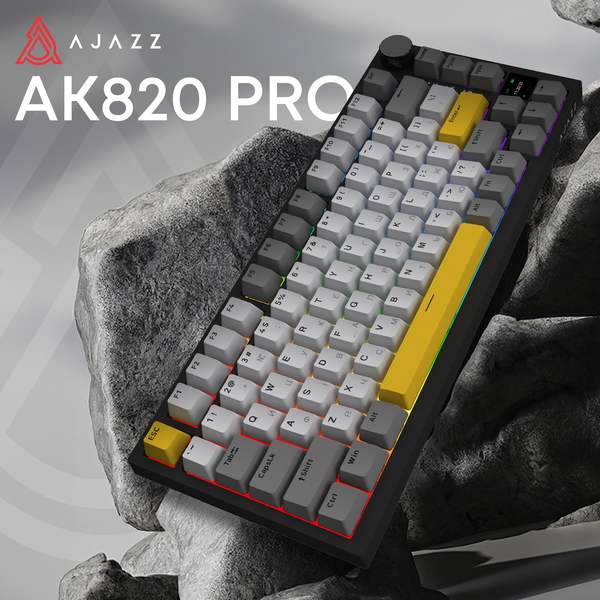 Бездротова механічна клавіатура Ajazz AK820 PRO 75% Flying Fish Switch Black RGB (AK820PRO-FF-BGY) (AK820PRO-FF-BGY) - купити в Україні за низькою ціною в інтернет-магазині "Rincom"