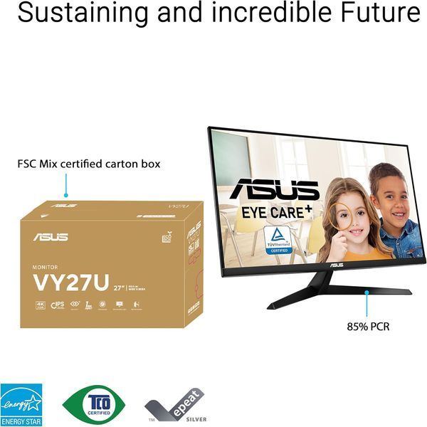 Монітор Asus 27" VY27UQ 2xHDMI, DP, MM, IPS, 3840x2160, sRGB 99%, AdaptiveSync, HDR10 (90LM09U3-B01170) - купити в Україні за низькою ціною в інтернет-магазині "Rincom"