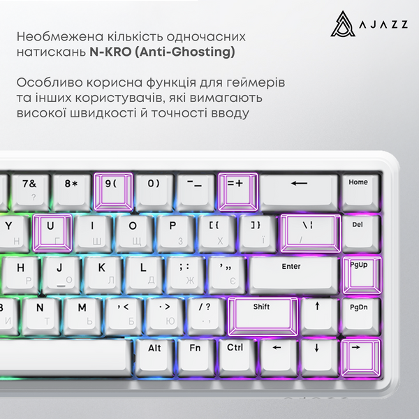 Клавіатура механічна дротова Ajazz AK680 MAX Magnetic Switch RGB USB White (AK680-WM-W-A) - купити в Україні за низькою ціною в інтернет-магазині "Rincom"