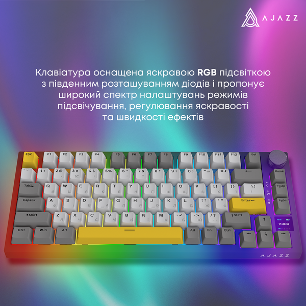 Бездротова механічна клавіатура Ajazz AK820 PRO 75% Flying Fish Switch Black RGB (AK820PRO-FF-BGY) (AK820PRO-FF-BGY) - купити в Україні за низькою ціною в інтернет-магазині "Rincom"