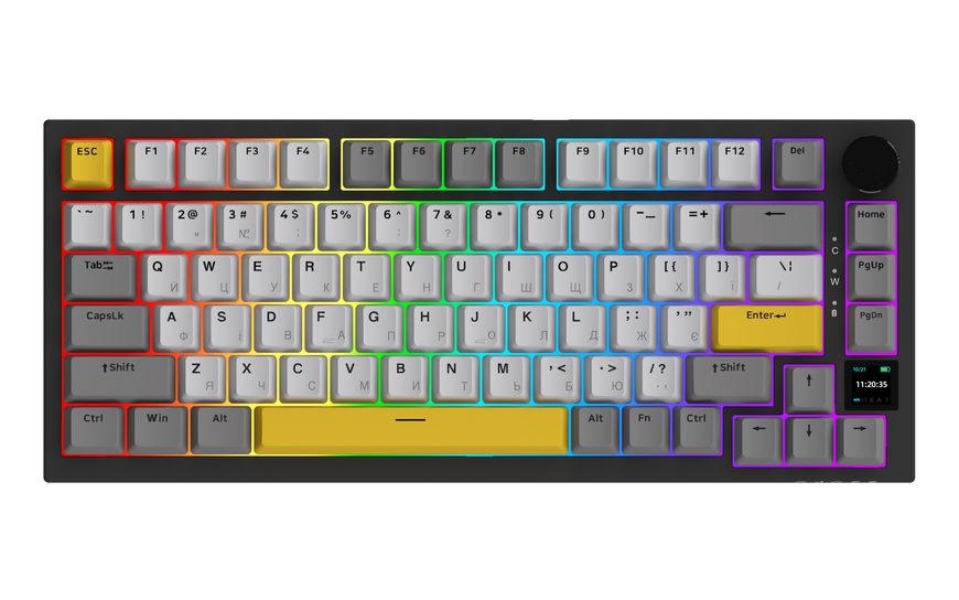 Бездротова механічна клавіатура Ajazz AK820 PRO 75% Flying Fish Switch Black RGB (AK820PRO-FF-BGY) (AK820PRO-FF-BGY) - купити в Україні за низькою ціною в інтернет-магазині "Rincom"