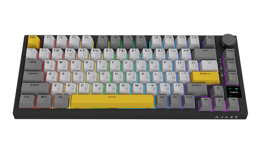 Бездротова механічна клавіатура Ajazz AK820 PRO 75% Flying Fish Switch Black RGB (AK820PRO-FF-BGY) (AK820PRO-FF-BGY) - купити в Україні за низькою ціною в інтернет-магазині "Rincom"
