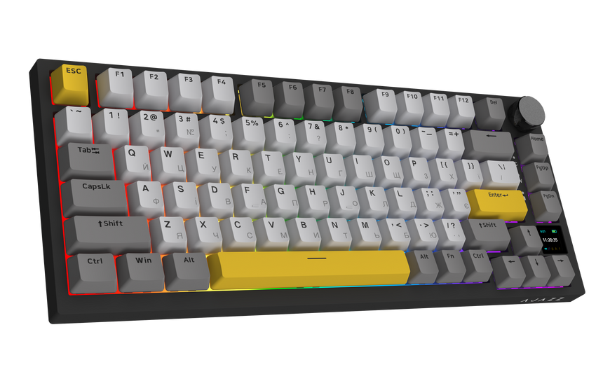 Бездротова механічна клавіатура Ajazz AK820 PRO 75% Flying Fish Switch Black RGB (AK820PRO-FF-BGY) (AK820PRO-FF-BGY) - купити в Україні за низькою ціною в інтернет-магазині "Rincom"