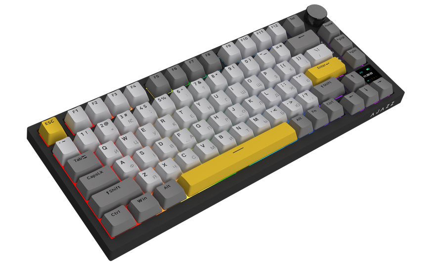 Бездротова механічна клавіатура Ajazz AK820 PRO 75% Flying Fish Switch Black RGB (AK820PRO-FF-BGY) (AK820PRO-FF-BGY) - купити в Україні за низькою ціною в інтернет-магазині "Rincom"
