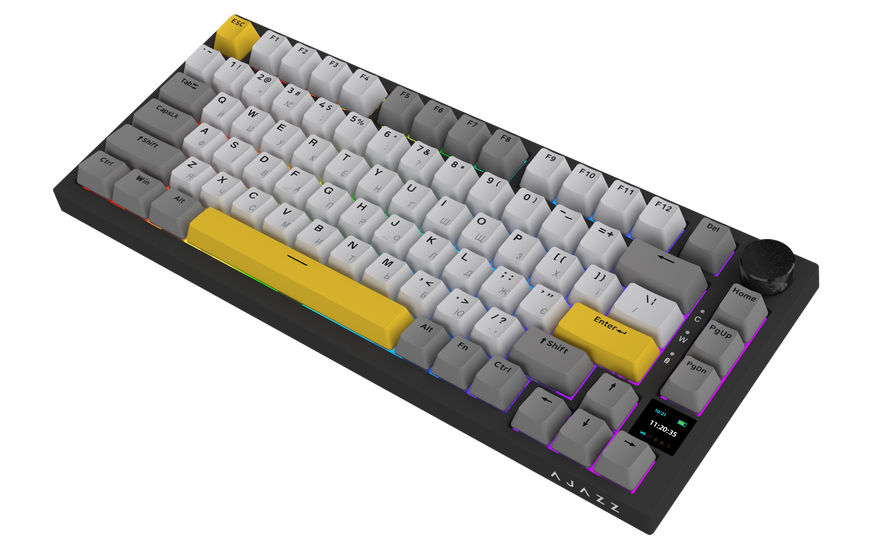 Бездротова механічна клавіатура Ajazz AK820 PRO 75% Flying Fish Switch Black RGB (AK820PRO-FF-BGY) (AK820PRO-FF-BGY) - купити в Україні за низькою ціною в інтернет-магазині "Rincom"