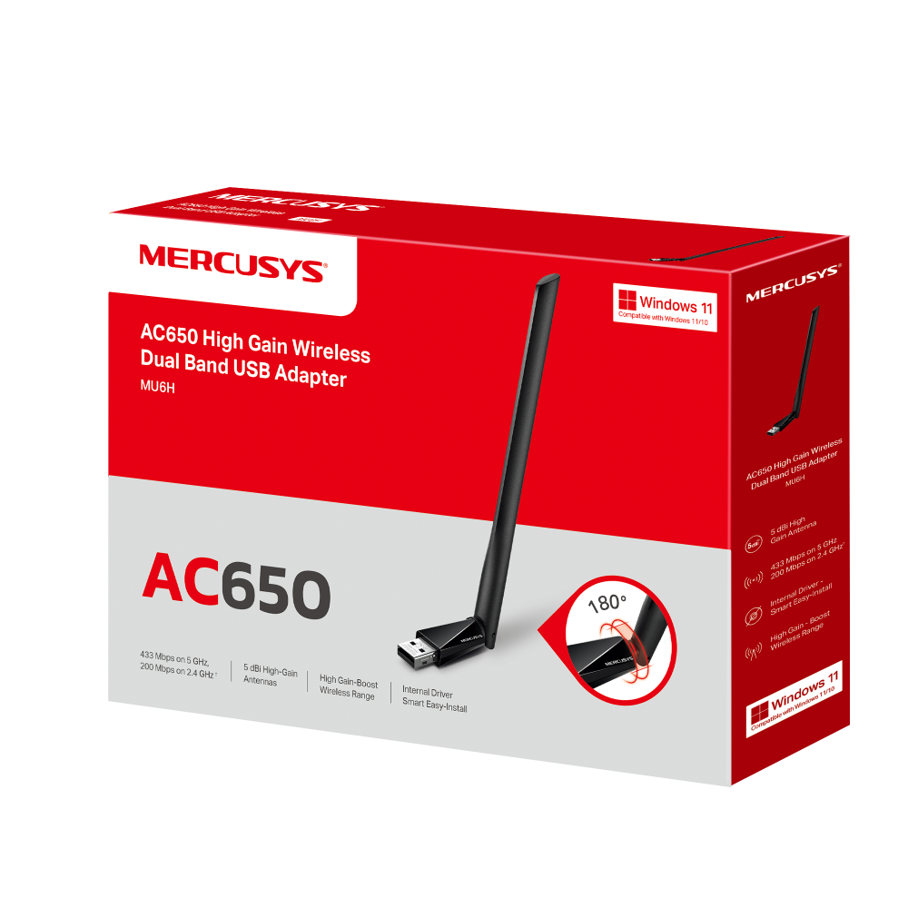 Wi-Fi адаптер MERCUSYS AC650 High Gain Wireless Dual Band USB Adapter ...