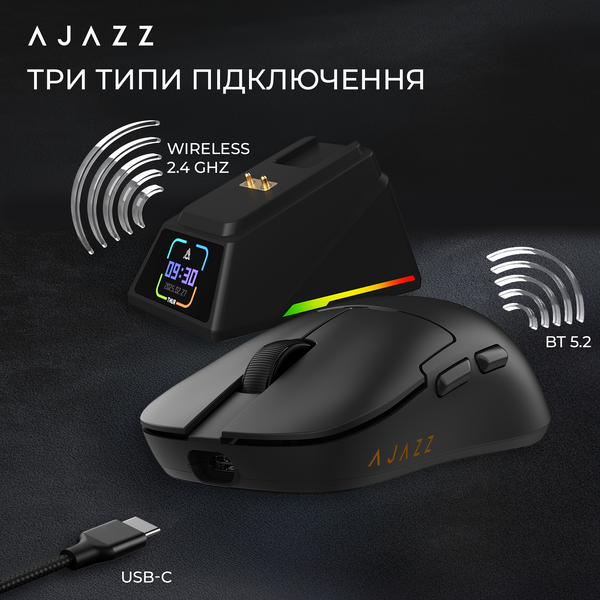 Бездротова миша Ajazz AJ159 APEX Black (AJM159-A-B) (AJM159-A-B) - купити в Україні за низькою ціною в інтернет-магазині "Rincom"